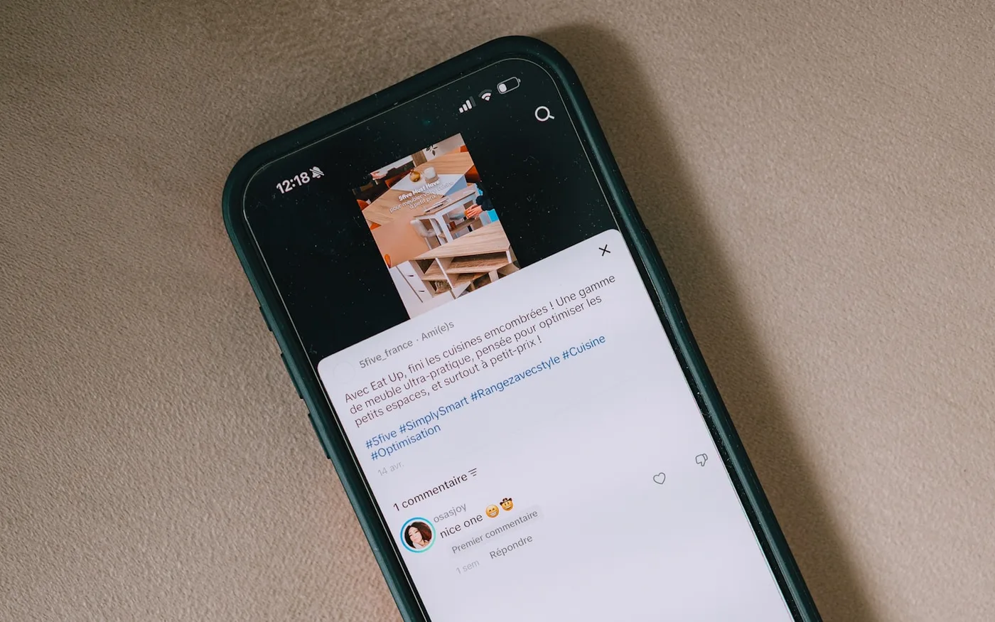 Publicação de interiores no Instagram